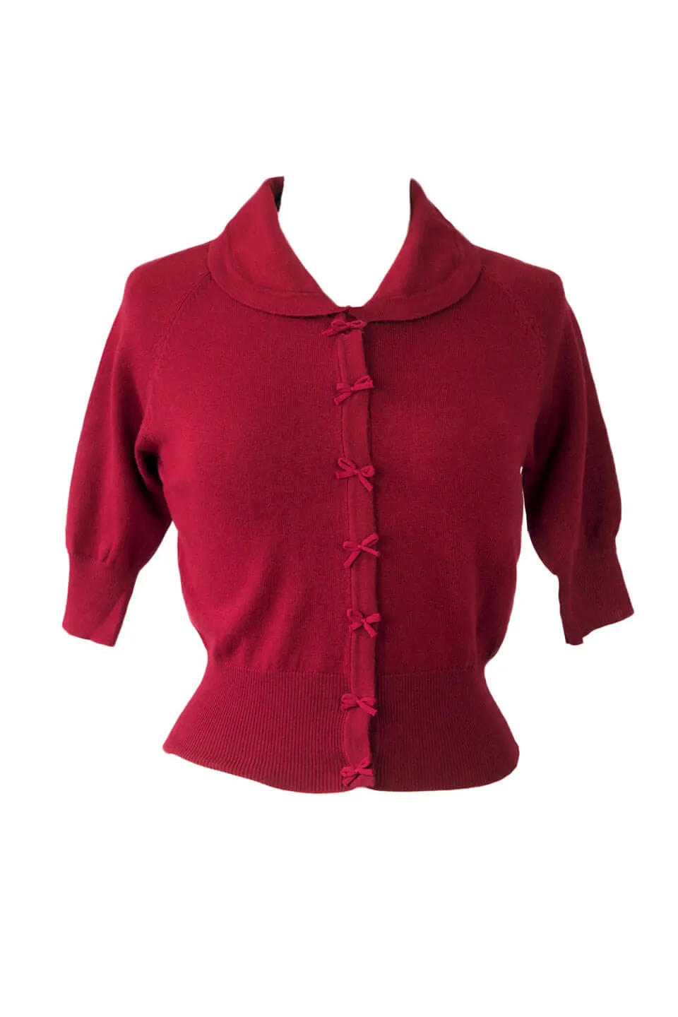 Suzy Cropped Dark Red Cardigan