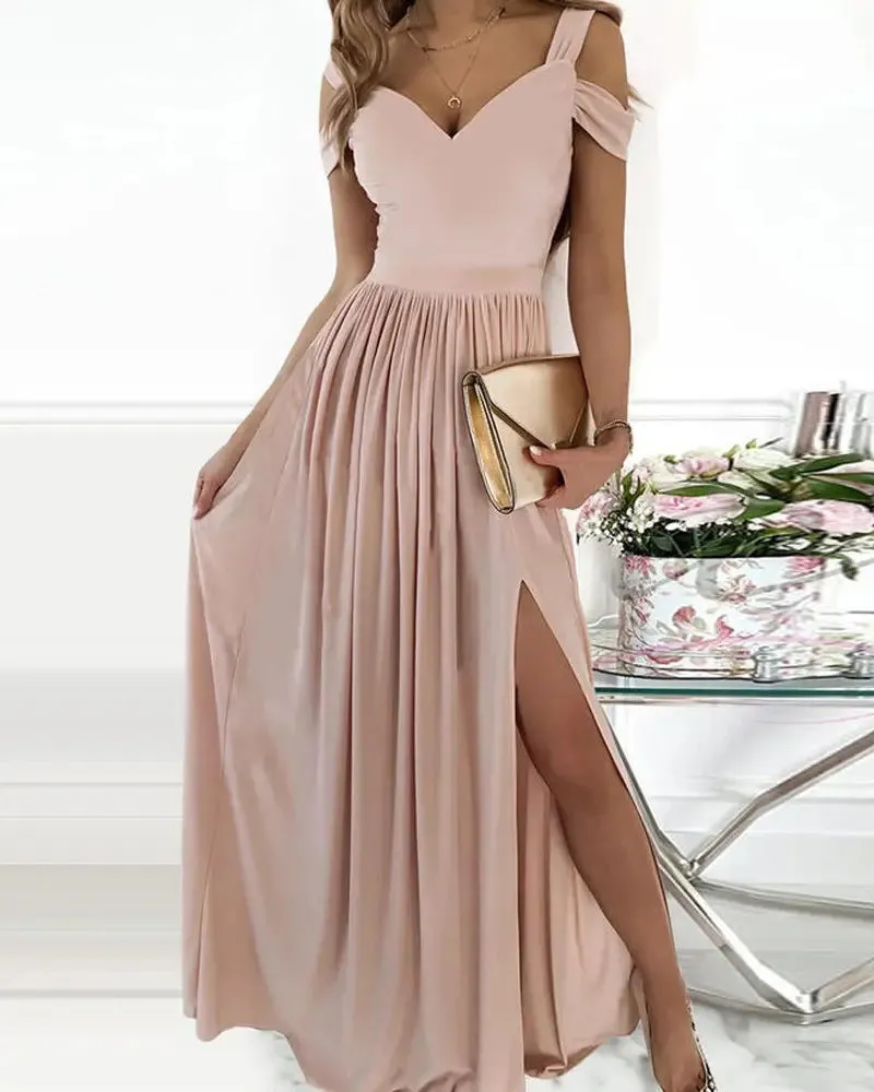 V-neck  Strape Long  Dresses