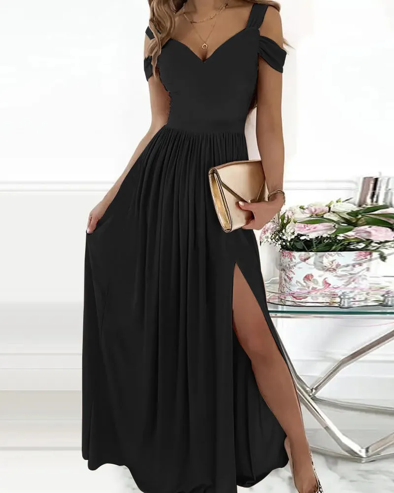 V-neck  Strape Long  Dresses