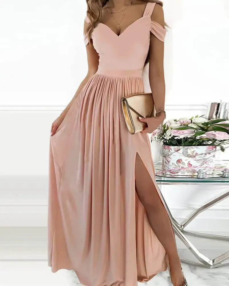 V-neck  Strape Long  Dresses