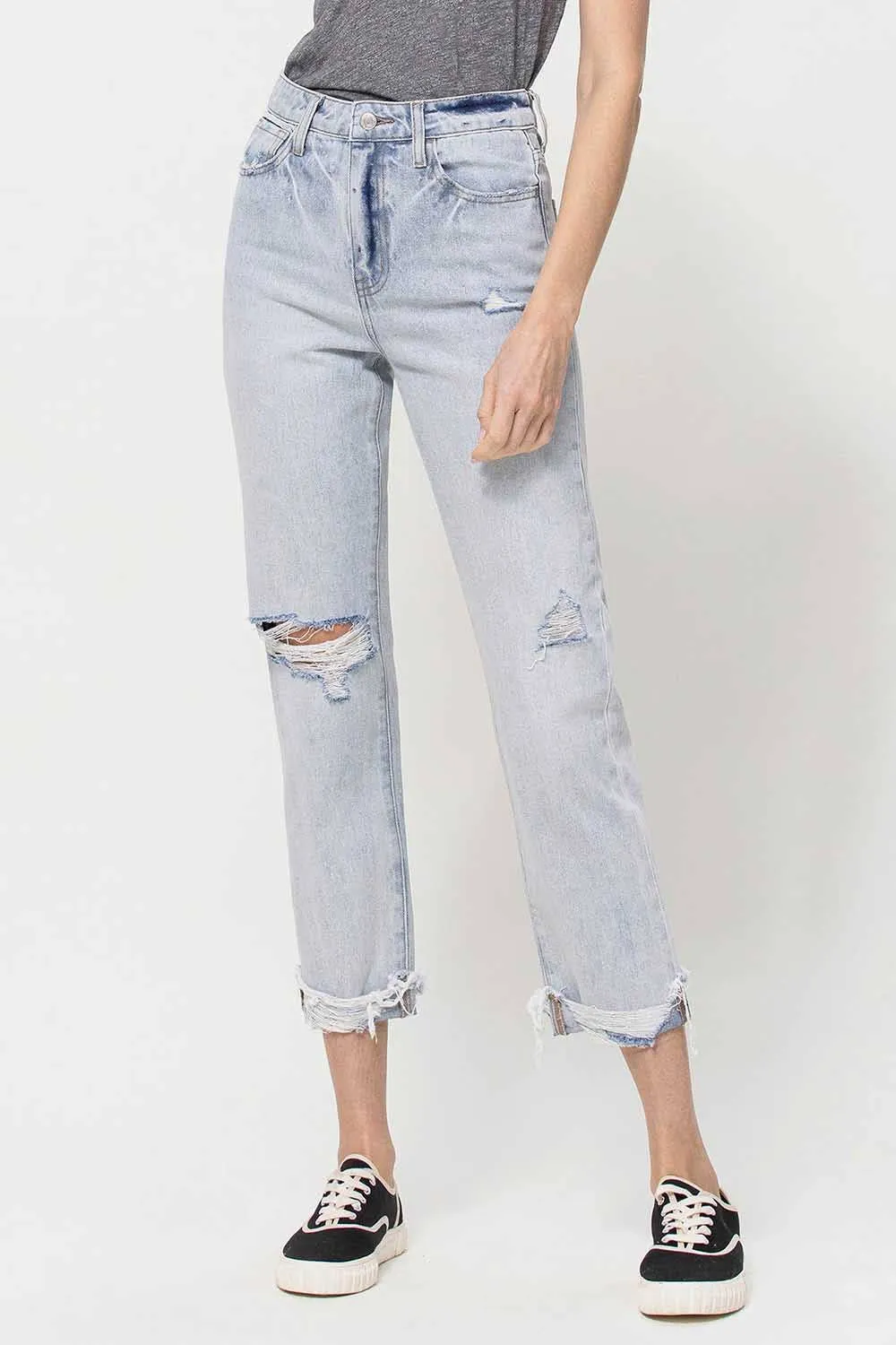 VERVET BY Flying Monkey Super High Relaxed Cuffed Straight Leg Jeans