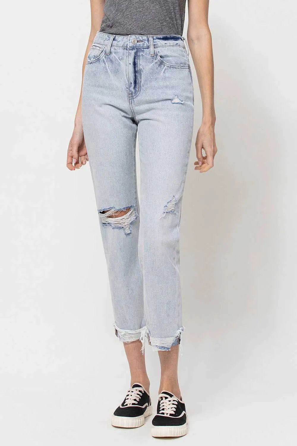 VERVET BY Flying Monkey Super High Relaxed Cuffed Straight Leg Jeans