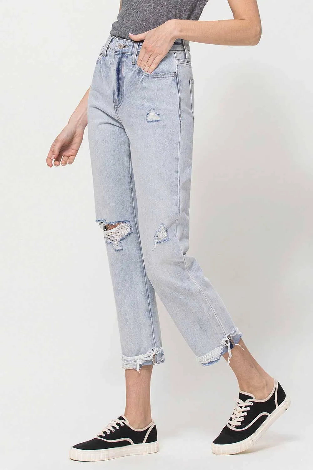 VERVET BY Flying Monkey Super High Relaxed Cuffed Straight Leg Jeans