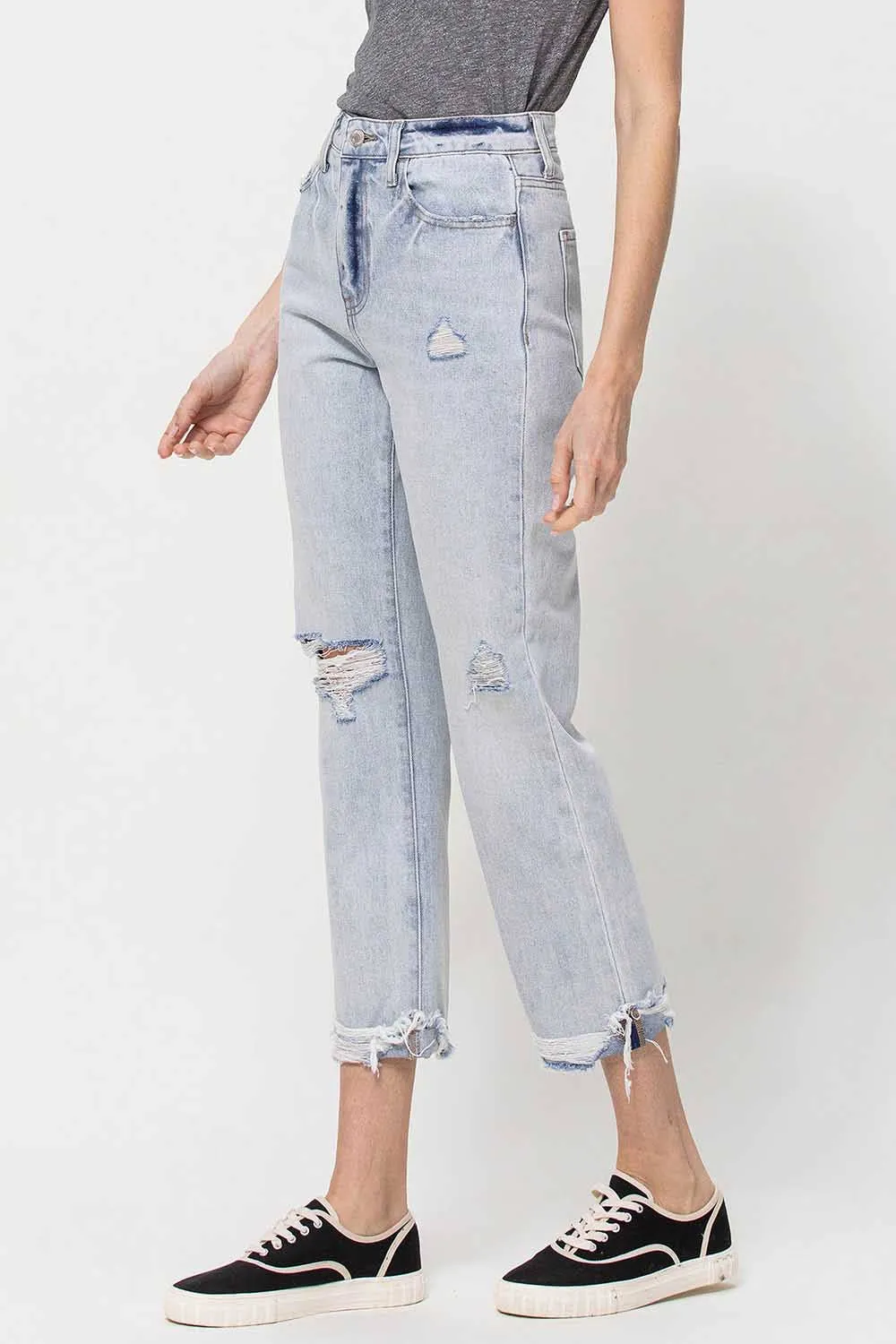 VERVET BY Flying Monkey Super High Relaxed Cuffed Straight Leg Jeans