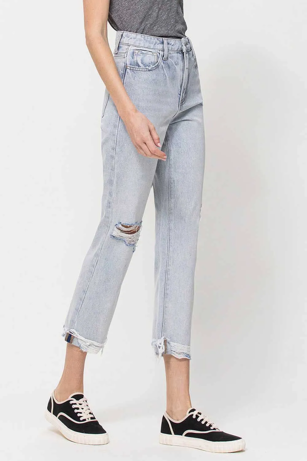 VERVET BY Flying Monkey Super High Relaxed Cuffed Straight Leg Jeans