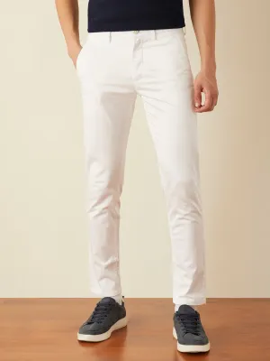 White Plain Slim Fit  Trousers