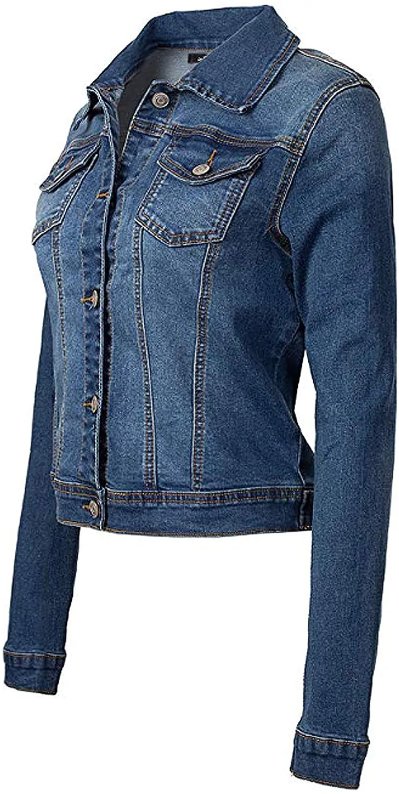 Women's Classic Casual Stretch Fabric Denim Jean Jacket