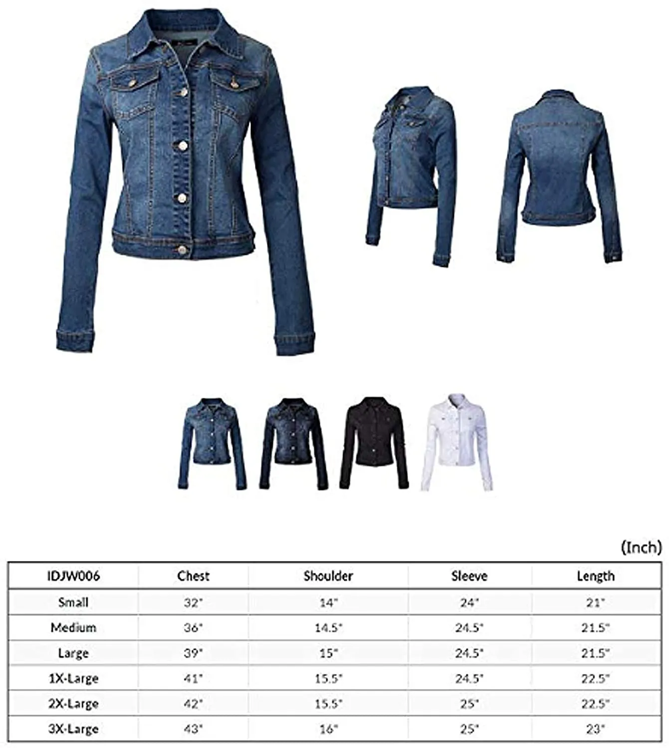 Women's Classic Casual Stretch Fabric Denim Jean Jacket